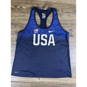 USA Olympics Nike Dri-Fit Athletic Cut Blue Tank Top Women's XL